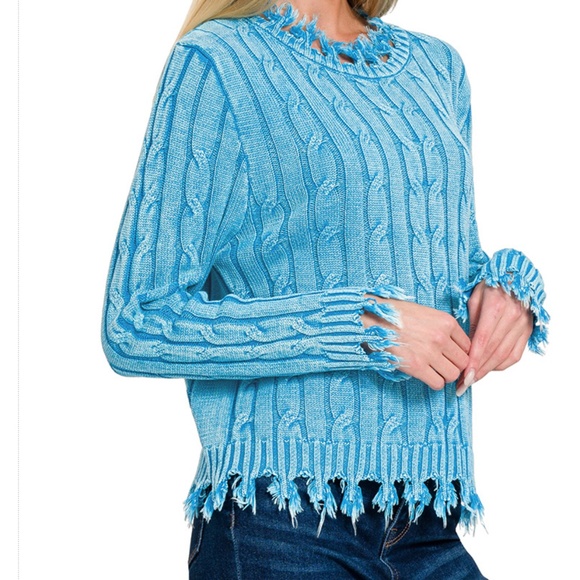 Zenana Outfitters Fuchsia Cable Knit Sweater - Picture 2 of 3